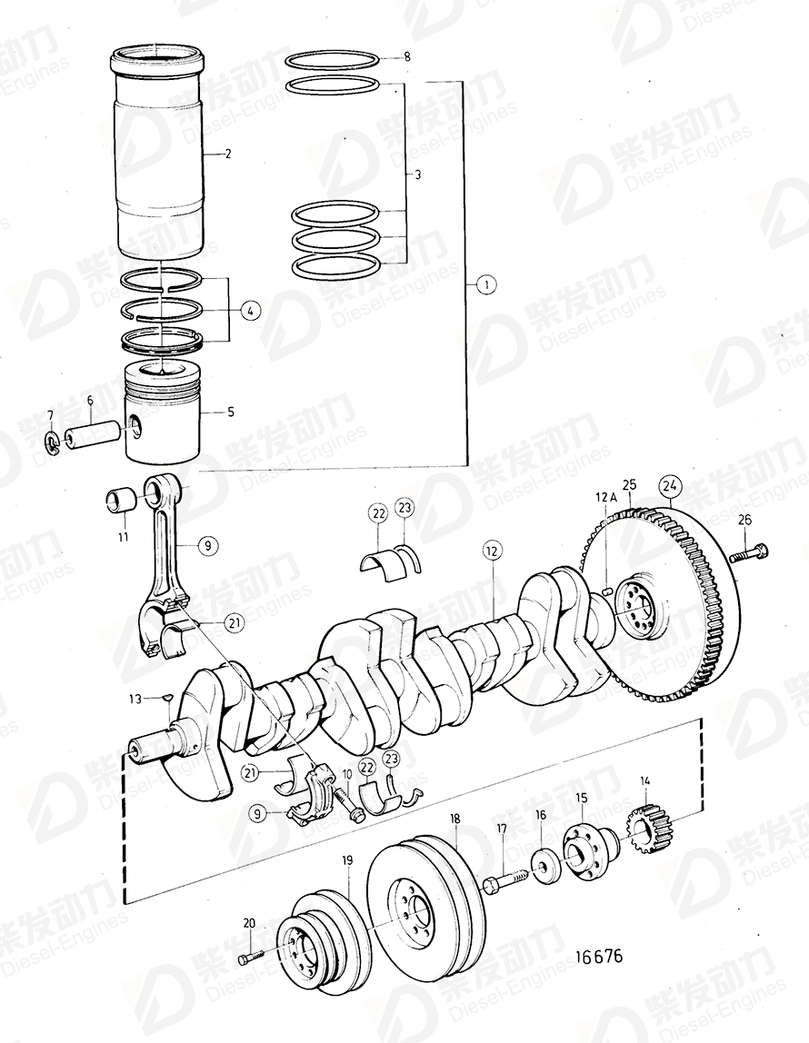 VOLVO Cylinder liner kit 3827384 Drawing